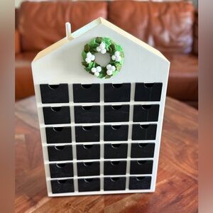 Target Threshold Wooden house Advent calendar with chalkboard drawers.
